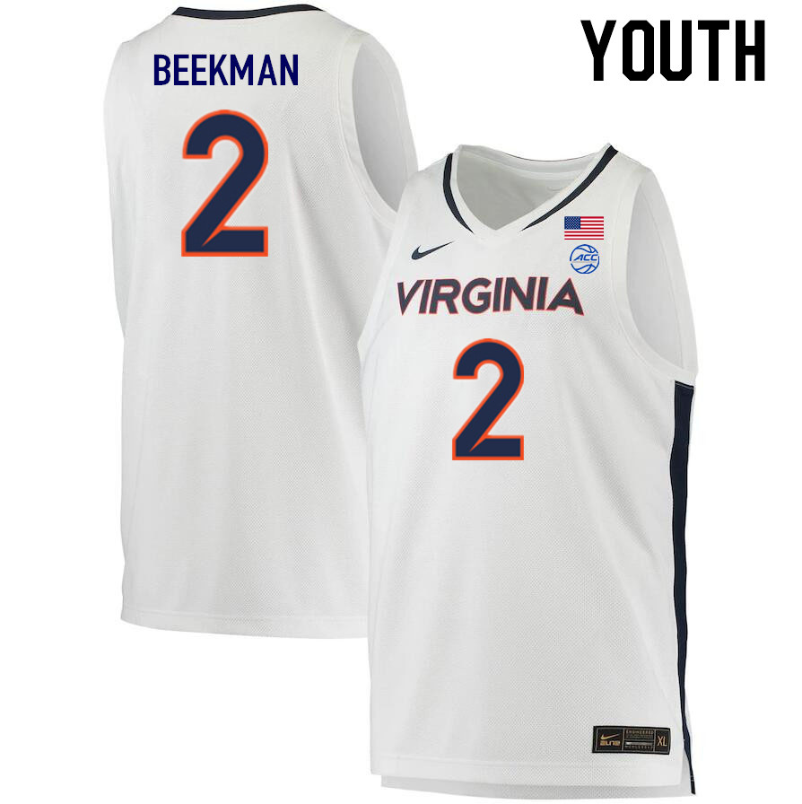 Youth #2 Reece Beekman Virginia Cavaliers College 2022-23 Stitched Basketball Jerseys Sale-White
